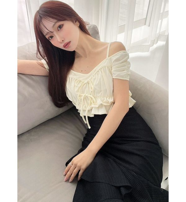 RESEXXY「ダブルリボンクロップドトップス」|Tシャツ・カットソー|