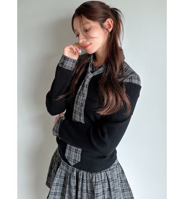 RESEXXY「シャツレイヤードニットトップス」|ニット・セーター|