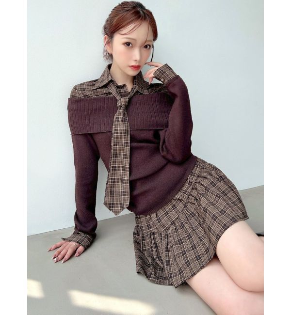 RESEXXY「シャツレイヤードニットトップス」|ニット・セーター|