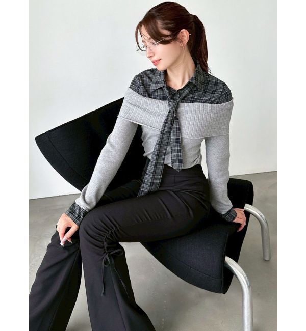 RESEXXY「シャツレイヤードニットトップス」|ニット・セーター|