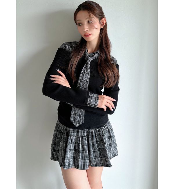 RESEXXY「シャツレイヤードニットトップス」|ニット・セーター|