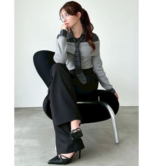 RESEXXY「シャツレイヤードニットトップス」|ニット・セーター|