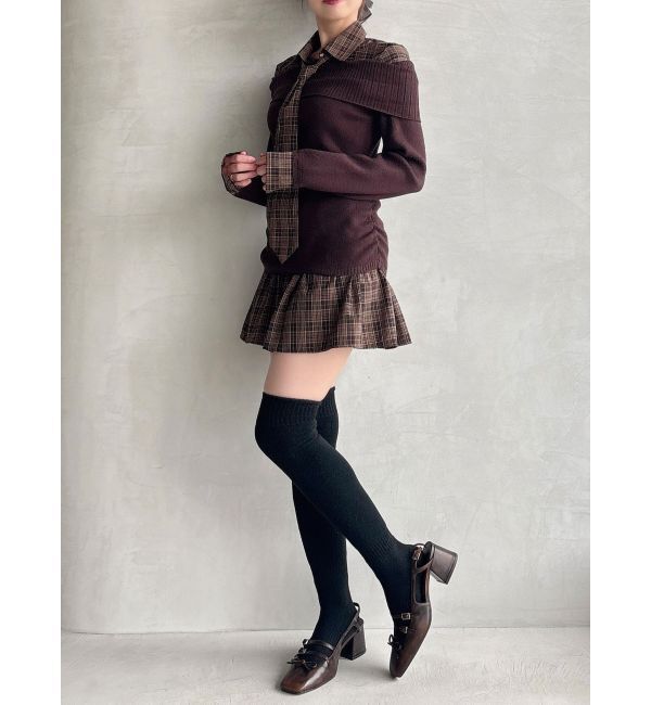 RESEXXY「シャツレイヤードニットトップス」|ニット・セーター|