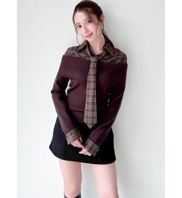 RESEXXY「シャツレイヤードニットトップス」|ニット・セーター|