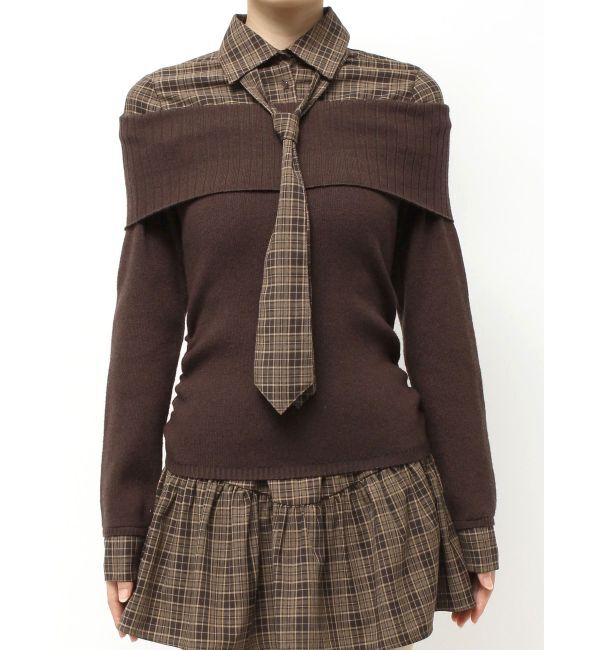 RESEXXY「シャツレイヤードニットトップス」|ニット・セーター|