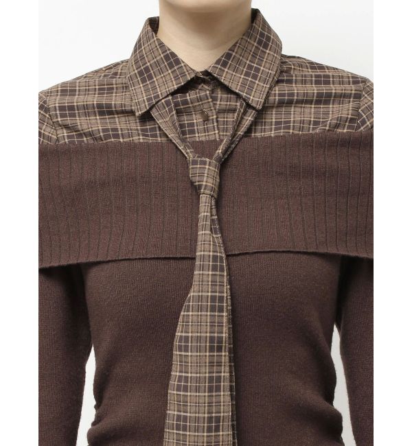 RESEXXY「シャツレイヤードニットトップス」|ニット・セーター|