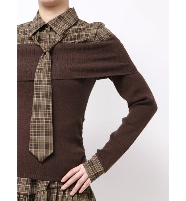 RESEXXY「シャツレイヤードニットトップス」|ニット・セーター|