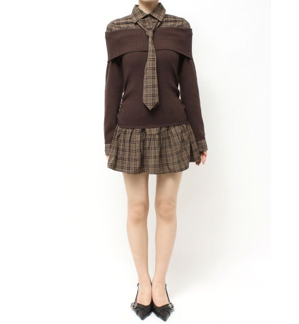 RESEXXY「シャツレイヤードニットトップス」|ニット・セーター|