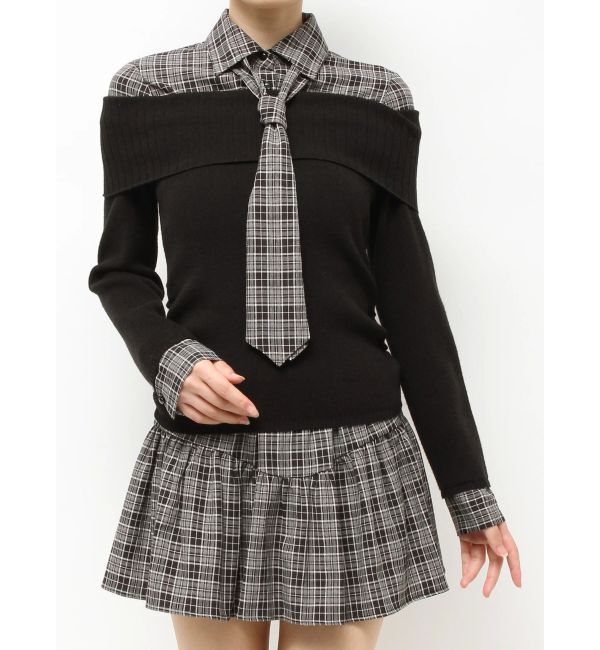 RESEXXY「シャツレイヤードニットトップス」|ニット・セーター|