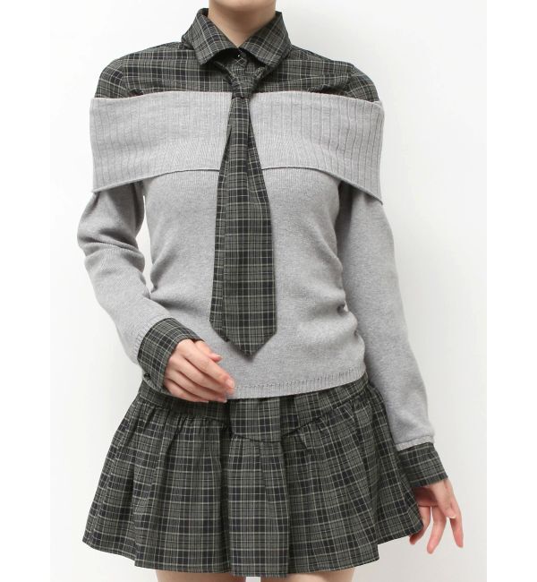 RESEXXY「シャツレイヤードニットトップス」|ニット・セーター|