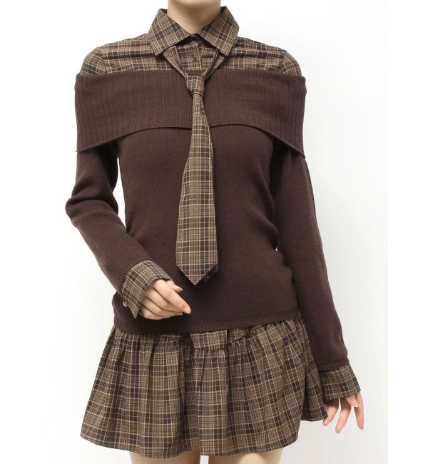 RESEXXY「シャツレイヤードニットトップス」|ニット・セーター|