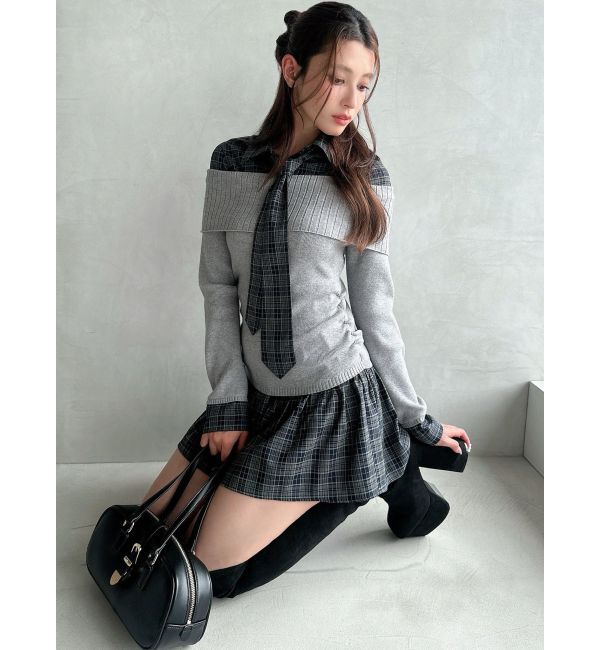 RESEXXY「シャツレイヤードニットトップス」|ニット・セーター|