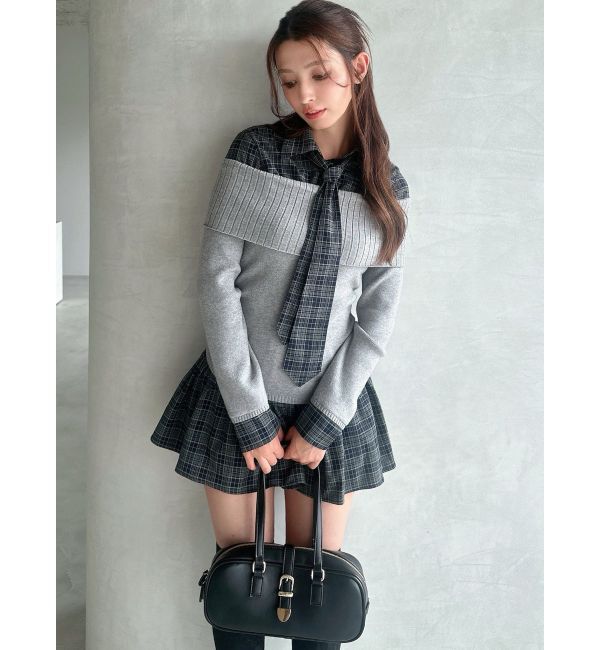 RESEXXY「シャツレイヤードニットトップス」|ニット・セーター|