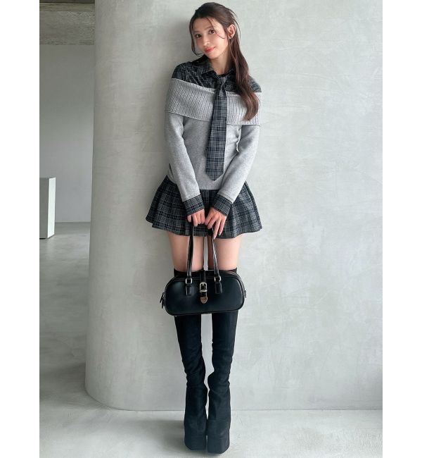 RESEXXY「シャツレイヤードニットトップス」|ニット・セーター|