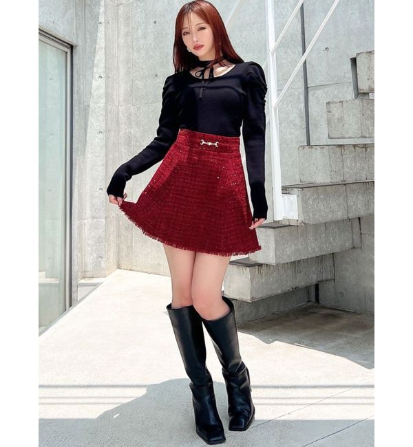 RESEXXY「フリンジツイードミニスカート【セットアップ着用可能】」|スカート|