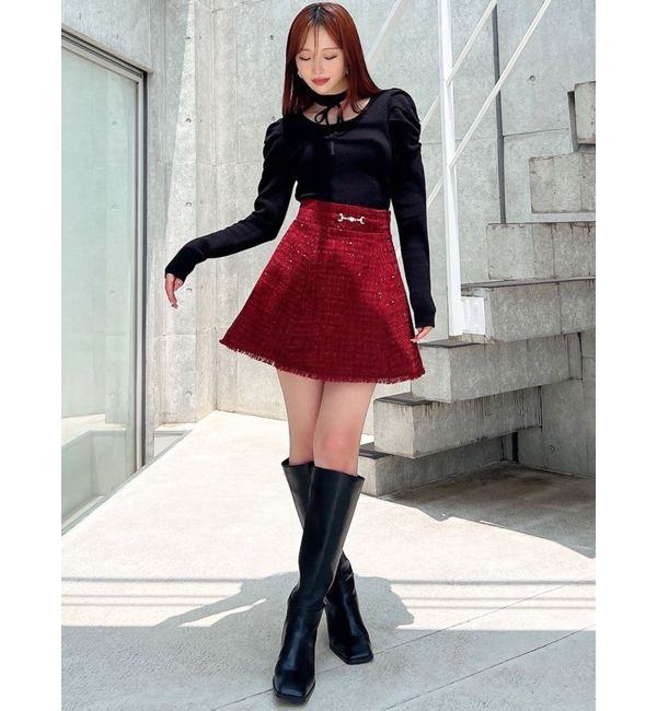 RESEXXY「フリンジツイードミニスカート【セットアップ着用可能】」|スカート|