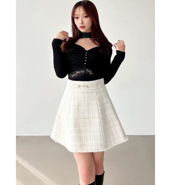 RESEXXY「フリンジツイードミニスカート【セットアップ着用可能】」|スカート|