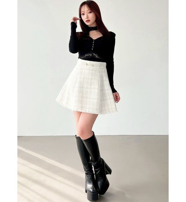 RESEXXY「フリンジツイードミニスカート【セットアップ着用可能】」|スカート|