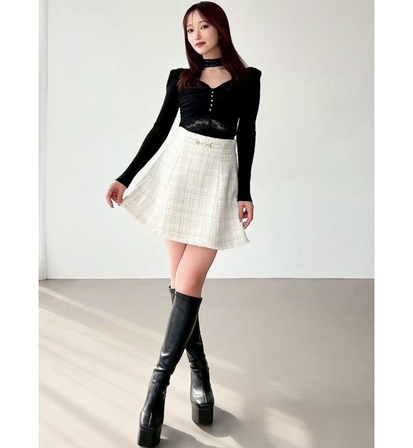 RESEXXY「フリンジツイードミニスカート【セットアップ着用可能】」|スカート|