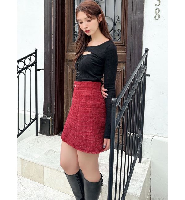 RESEXXY「フリンジツイードミニスカート【セットアップ着用可能】」|スカート|