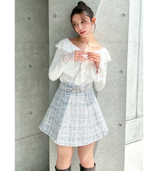 RESEXXY「フリンジツイードミニスカート【セットアップ着用可能】」|スカート|