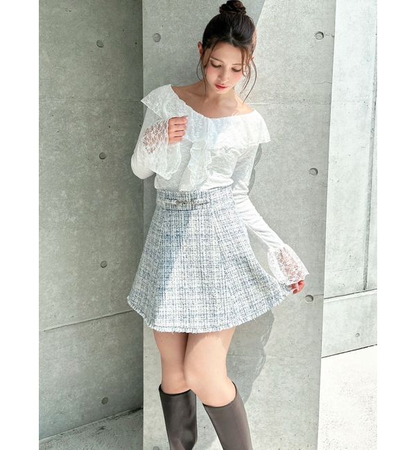 RESEXXY「フリンジツイードミニスカート【セットアップ着用可能】」|スカート|