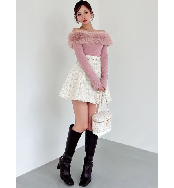 RESEXXY「フリンジツイードミニスカート【セットアップ着用可能】」|スカート|