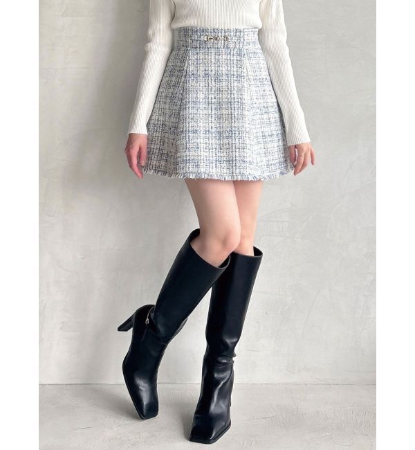 RESEXXY「フリンジツイードミニスカート【セットアップ着用可能】」|スカート|ブルー