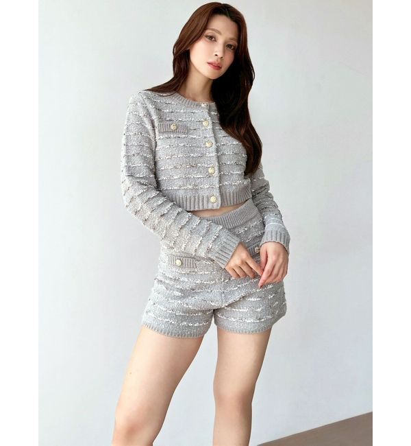 RESEXXY「ツイードボーダーニットカーディガン【セットアップ着用可能】」|カーディガン|