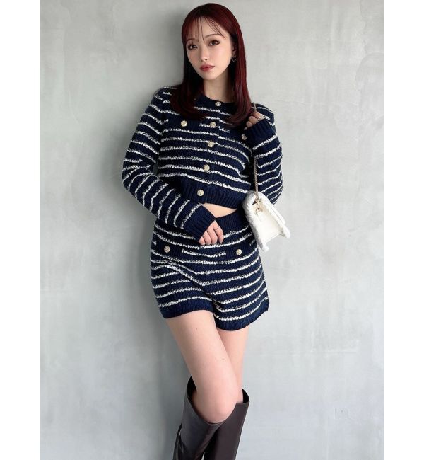 RESEXXY「ツイードボーダーニットカーディガン【セットアップ着用可能】」|カーディガン|