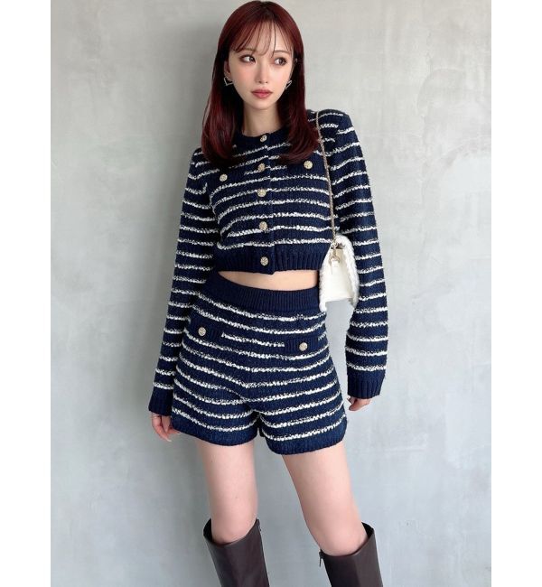 RESEXXY「ツイードボーダーニットカーディガン【セットアップ着用可能】」|カーディガン|