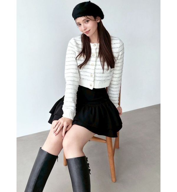 RESEXXY「ツイードボーダーニットカーディガン【セットアップ着用可能】」|カーディガン|
