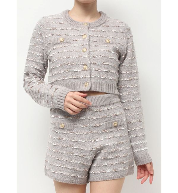 RESEXXY「ツイードボーダーニットカーディガン【セットアップ着用可能】」|カーディガン|
