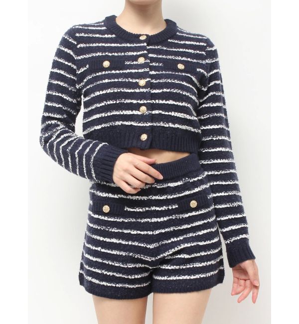 RESEXXY「ツイードボーダーニットカーディガン【セットアップ着用可能】」|カーディガン|