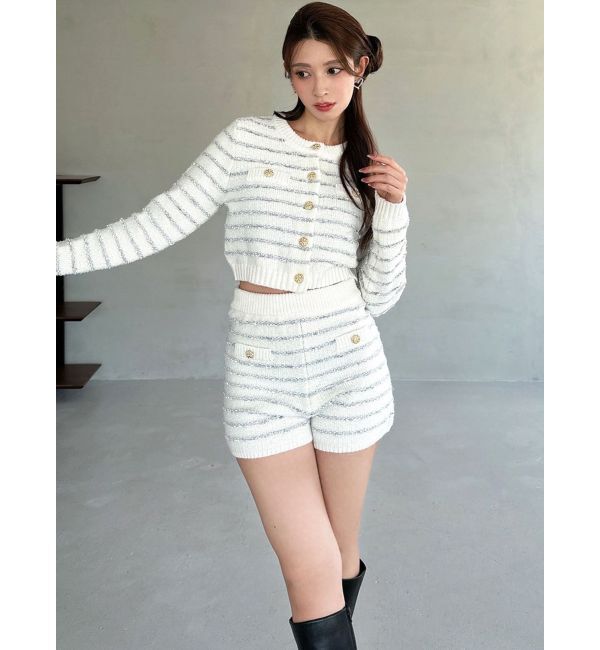 RESEXXY「ツイードボーダーニットカーディガン【セットアップ着用可能】」|カーディガン|