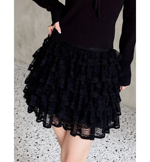 RESEXXY「レースフリルミニスカート」|スカート|ブラック