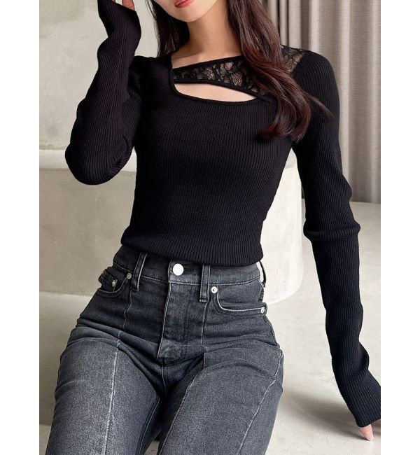 RESEXXY「レースコンビニットプルオーバー」|ニット・セーター|ブラック