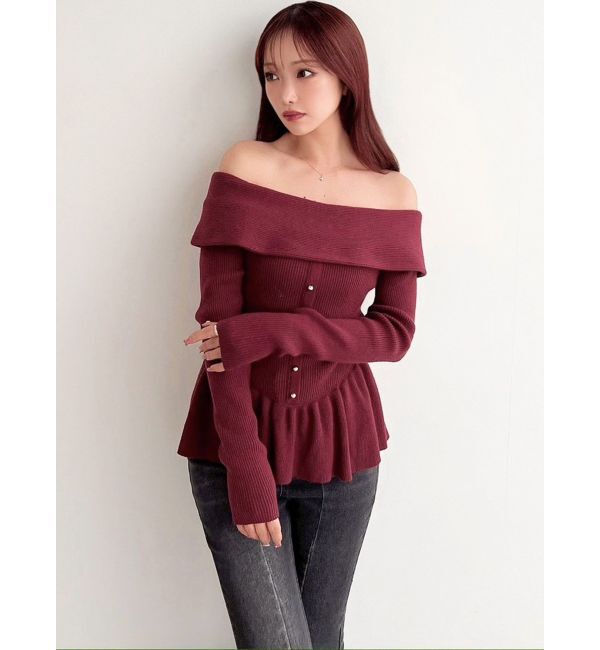 RESEXXY「オフショルペプラムニットトップス【セットアップ着用可能】」|ニット・セーター|