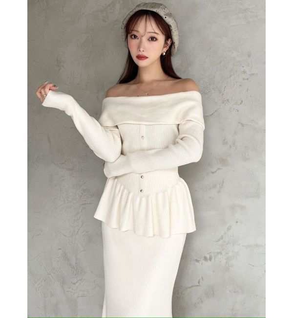 RESEXXY「オフショルペプラムニットトップス【セットアップ着用可能】」|ニット・セーター|