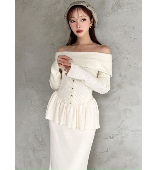 RESEXXY「オフショルペプラムニットトップス【セットアップ着用可能】」|ニット・セーター|
