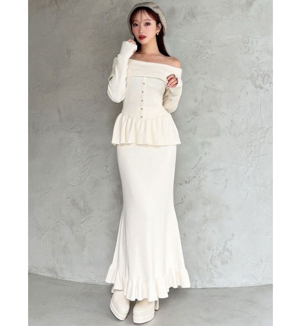 RESEXXY「オフショルペプラムニットトップス【セットアップ着用可能】」|ニット・セーター|