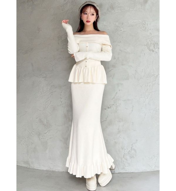 RESEXXY「オフショルペプラムニットトップス【セットアップ着用可能】」|ニット・セーター|