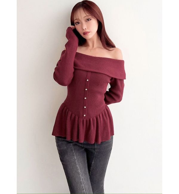 RESEXXY「オフショルペプラムニットトップス【セットアップ着用可能】」|ニット・セーター|