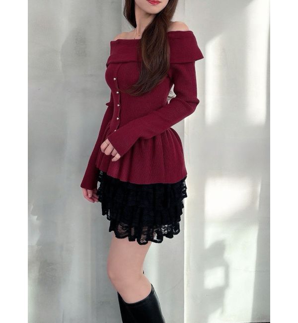 RESEXXY「オフショルペプラムニットトップス【セットアップ着用可能】」|ニット・セーター|