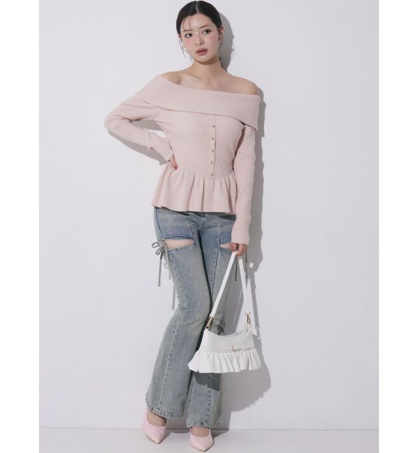 RESEXXY「オフショルペプラムニットトップス【セットアップ着用可能】」|ニット・セーター|