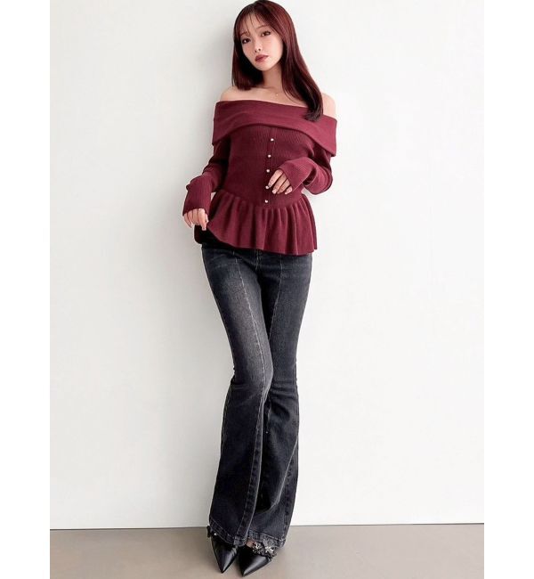 RESEXXY「オフショルペプラムニットトップス【セットアップ着用可能】」|ニット・セーター|