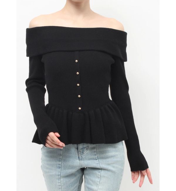 RESEXXY「オフショルペプラムニットトップス【セットアップ着用可能】」|ニット・セーター|