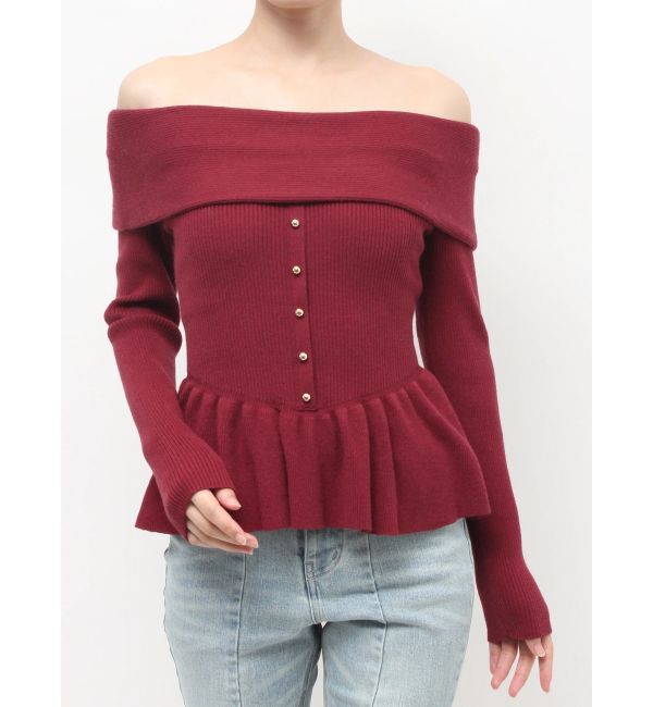 RESEXXY「オフショルペプラムニットトップス【セットアップ着用可能】」|ニット・セーター|