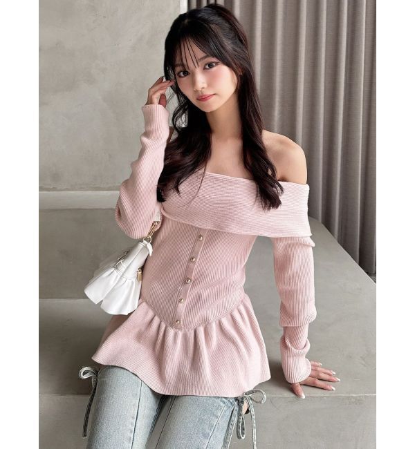 RESEXXY「オフショルペプラムニットトップス【セットアップ着用可能】」|ニット・セーター|