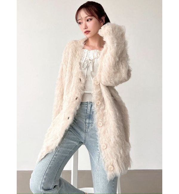 RESEXXY「シャギーミディニットカーディガン」|カーディガン|